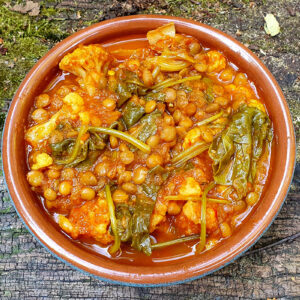 Cauliflower, lentil and spinach curry