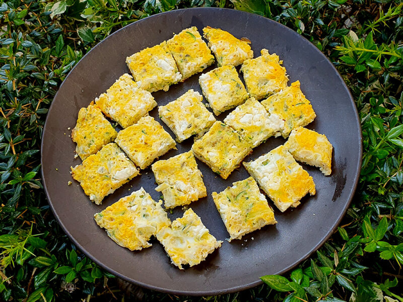 Courgette, garlic and feta frittata