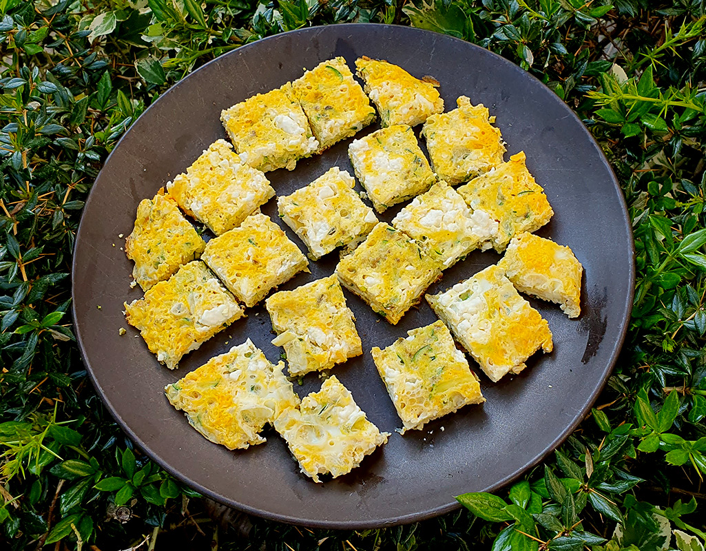 Courgette, garlic and feta frittata