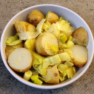 New potatoes with leek