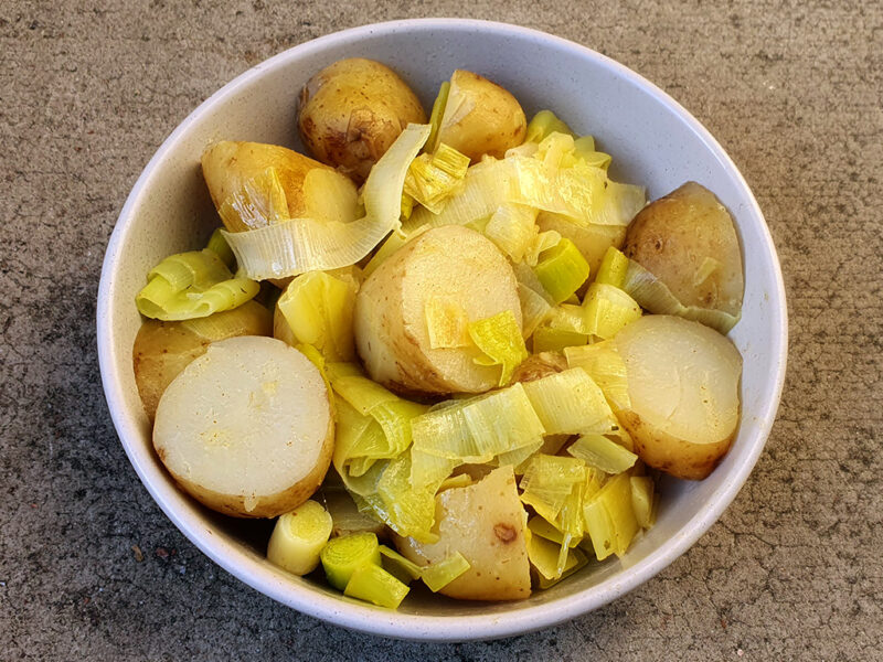 New potatoes with leek