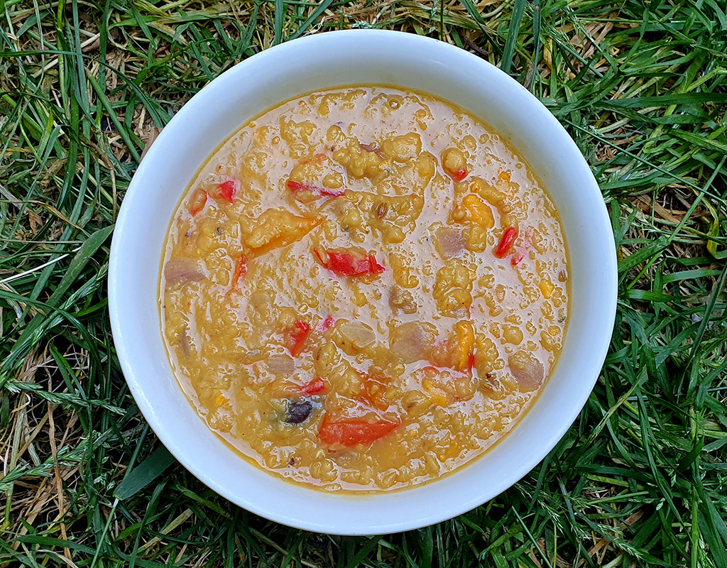 Sweet potato and red pepper dhal