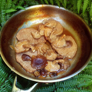 Teriyaki pork loin with shiitake