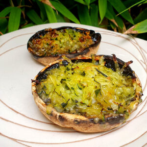 Cheese and courgette stuffed mushrooms