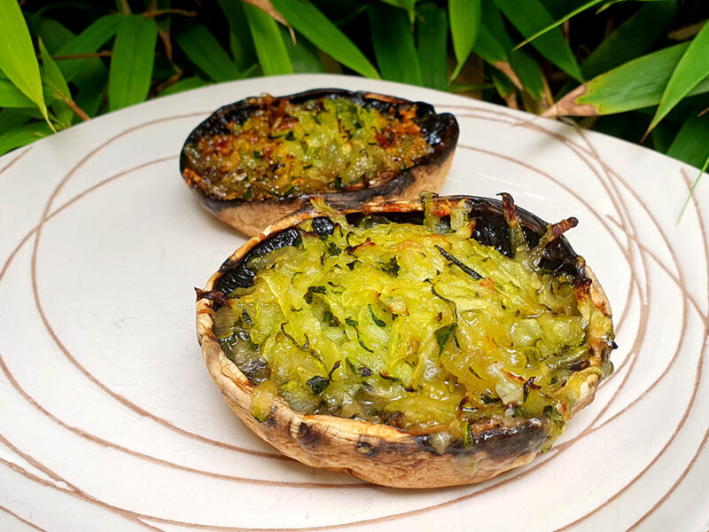 Cheese and courgette stuffed mushrooms