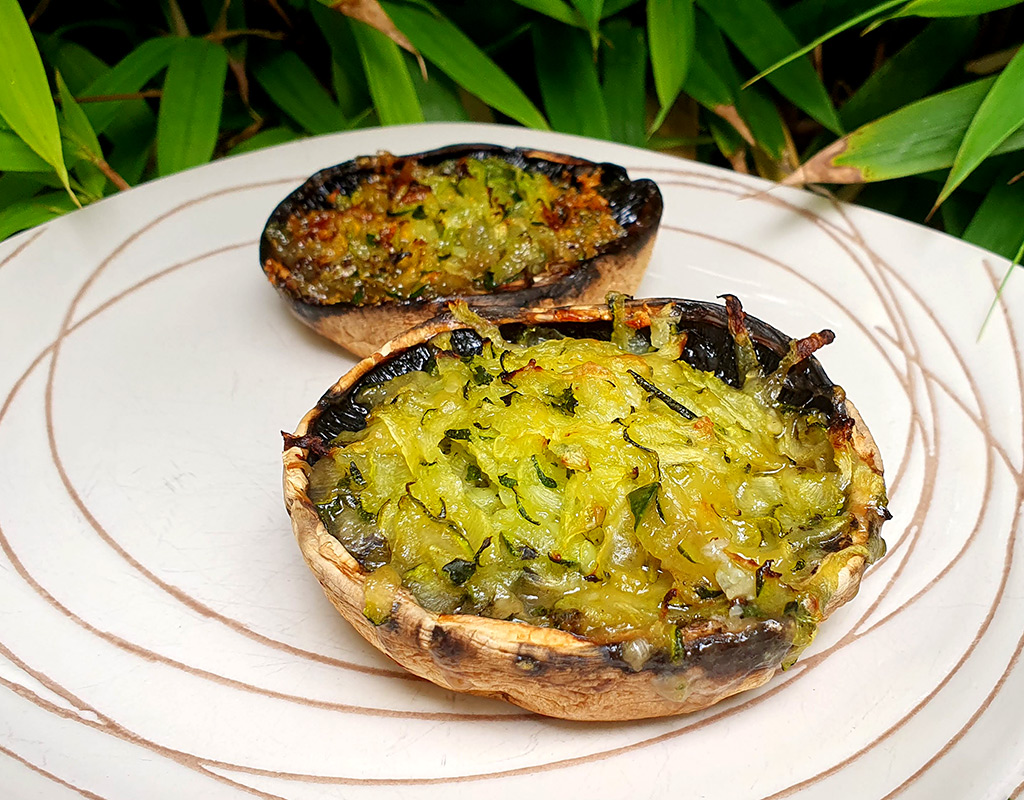 Cheese and courgette stuffed mushrooms