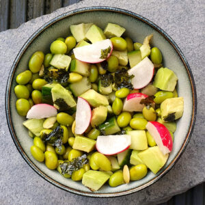 Edamame, cucumber and avocado salad