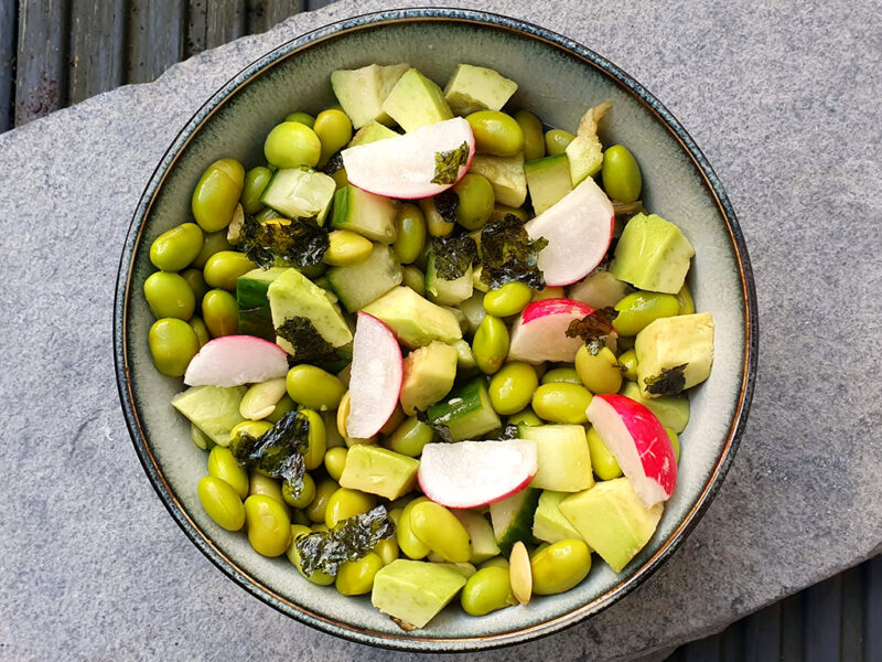 Edamame, cucumber and avocado salad