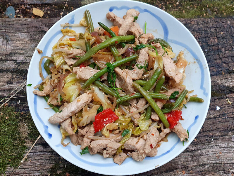 Pork and vegetable stir-fry