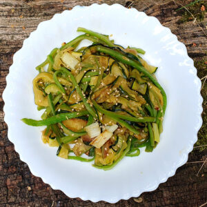 Sauteed courgette and runner beans