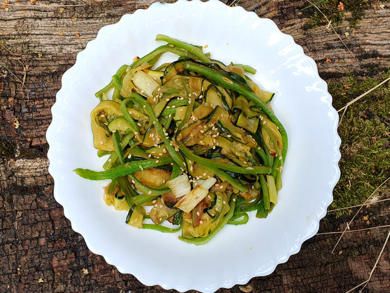 Sauteed courgette and runner beans