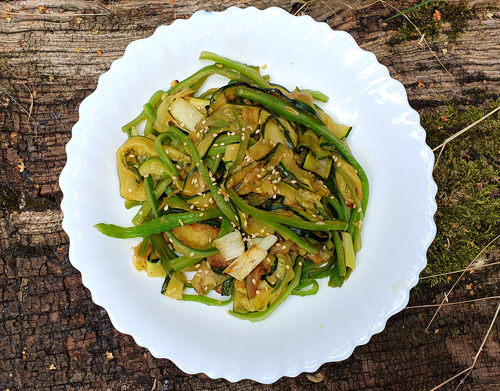 Sauteed courgette and runner beans