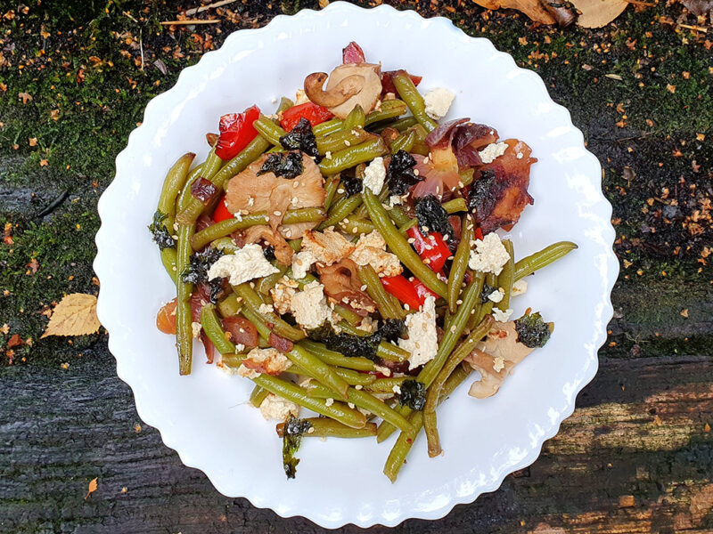 Shiitake and green beans with tofu