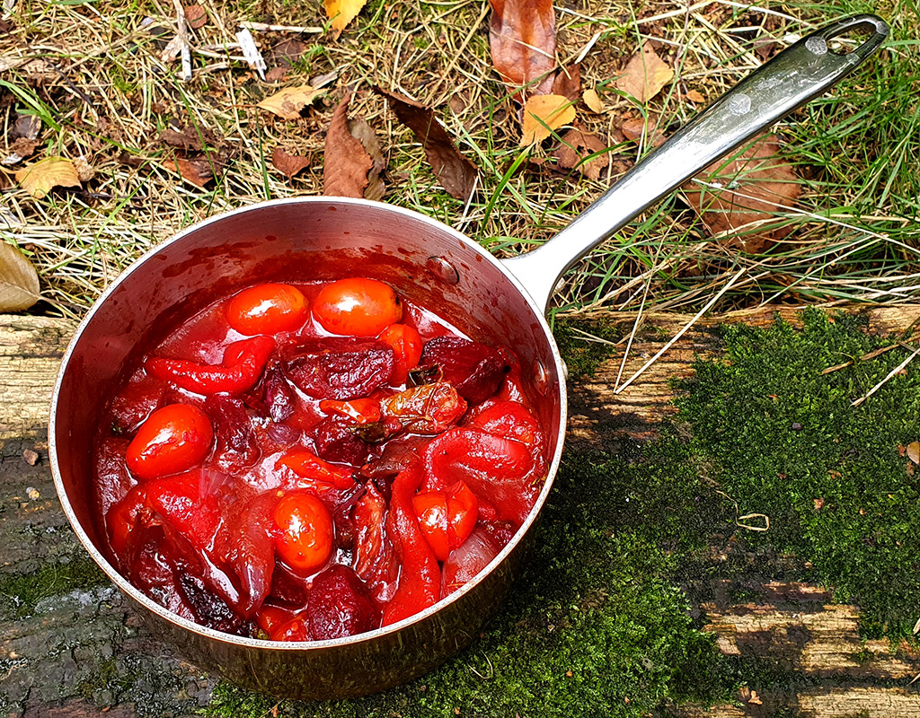 Balsamic tomato sauce with roasted beetroot