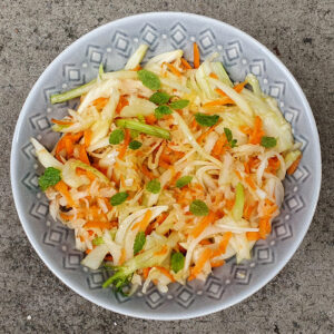 Kohlrabi and carrot slaw with fennel