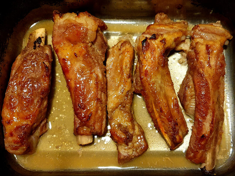 Orange and maple glazed spare ribs