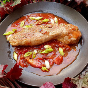 Pork tenderloin with hoisin plum sauce