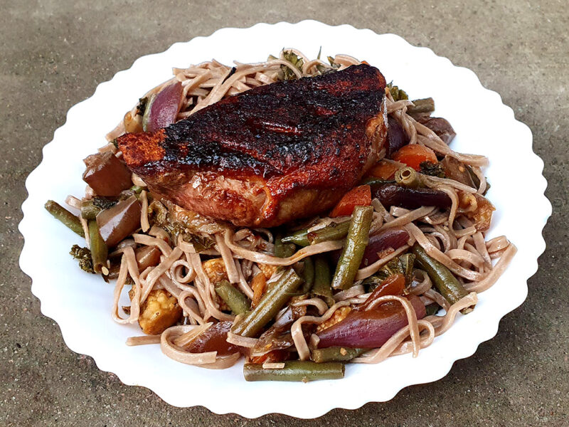 Soy & miso glazed duck breasts