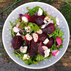 Beetroot and radish salad with goat’s cheese