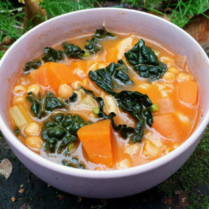 Minestrone soup with squash and cavolo nero