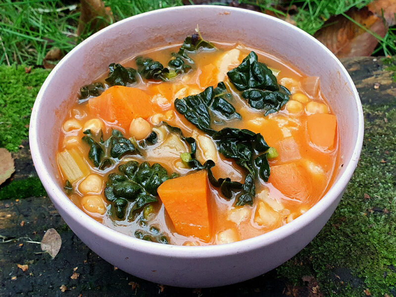 Minestrone soup with squash and cavolo nero