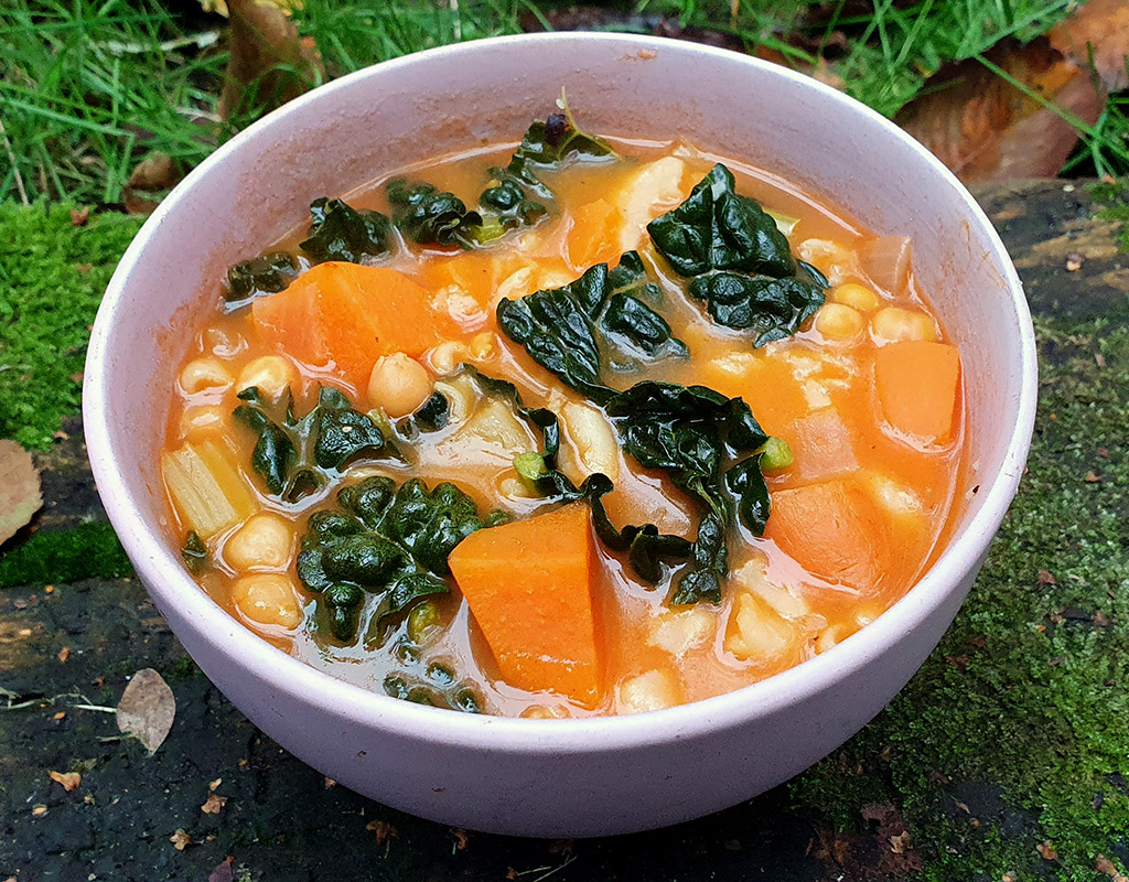 Minestrone soup with squash and cavolo nero