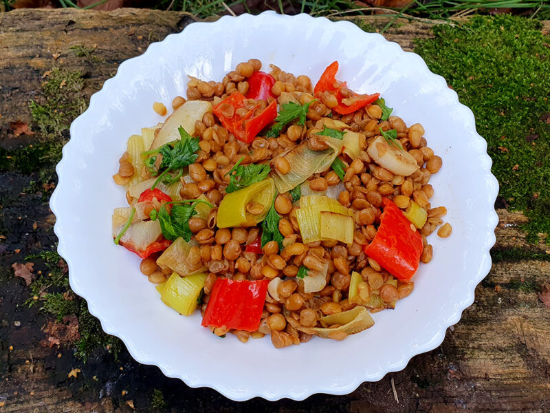 Sauteed leek and lentils