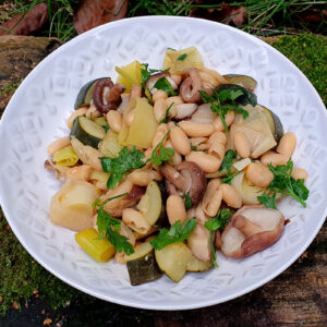 Sauteed shiitake beans and courgette