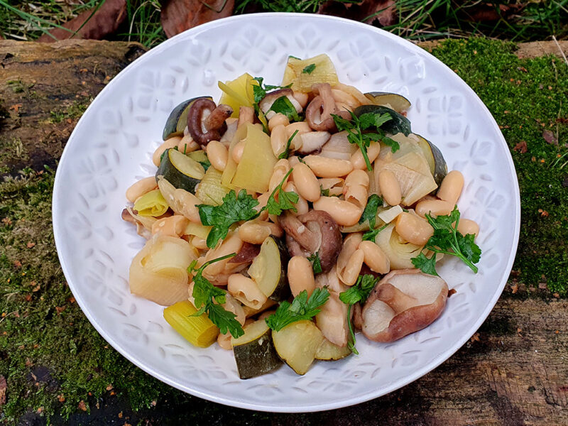 Sauteed shiitake beans and courgette