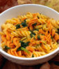 Spinach pasta with butternut squash sauce