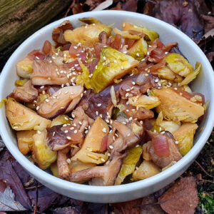 Brussels sprouts with shiitake