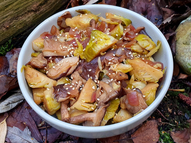 Brussels sprouts with shiitake