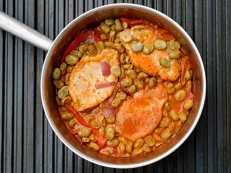 Pork loin chops in butternut squash sauce