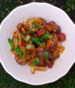 Sauteed shiitake with chorizo