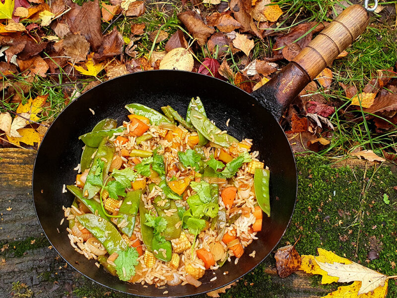 Stir-fried vegetables with rice