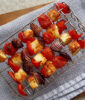 Air fryer halloumi and vegetable skewers