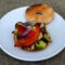 Bagel with avocado and Air Fryer vegetables