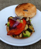 Bagel with avocado and Air Fryer vegetables