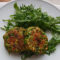 Halloumi, pea and spinach fritters