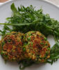 Halloumi, pea and spinach fritters