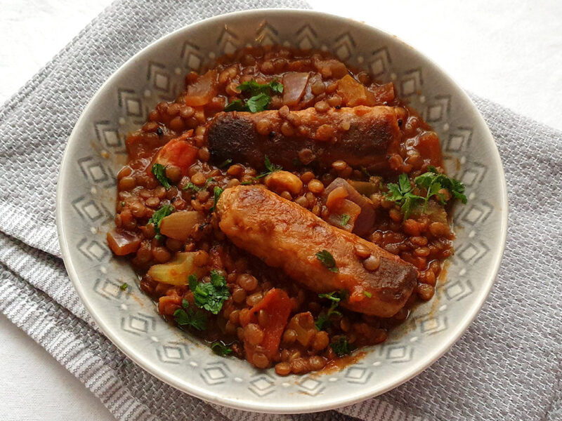 Lentil stew with sausage