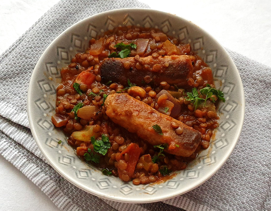 Lentil stew with sausage