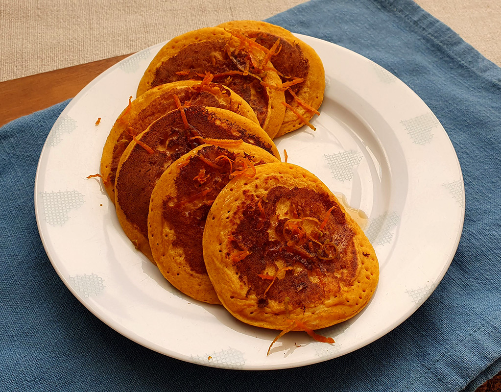 Mandarin spelt pancakes