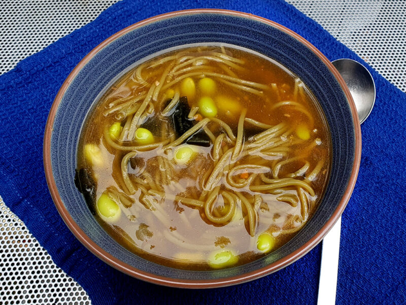 Miso soup with edamame and wakame