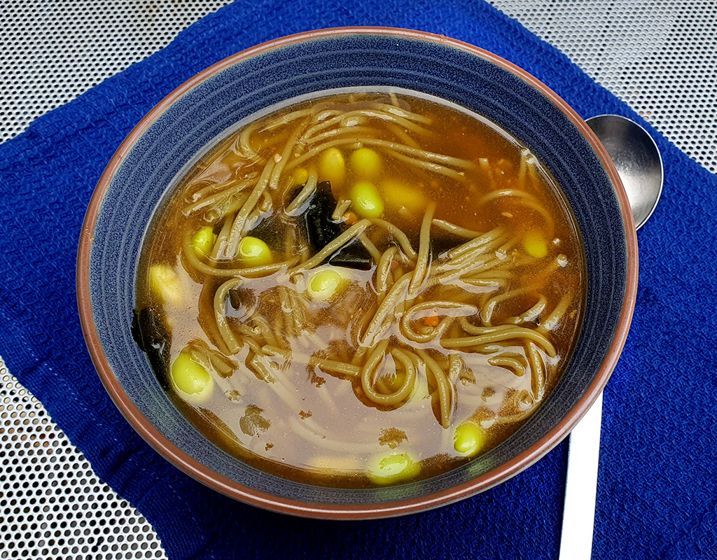 Miso soup with edamame and wakame