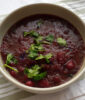 Red cabbage, carrot and beans soup