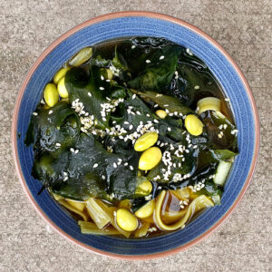 Miso soup with seaweed and noodles