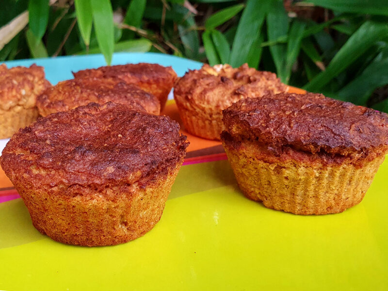 Orange, coconut and oat muffins