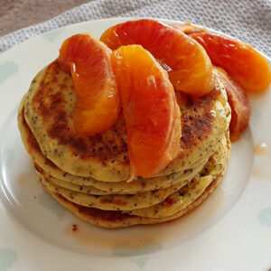 Blood orange pancakes with poppy seeds