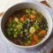 Green pea and carrot miso soup